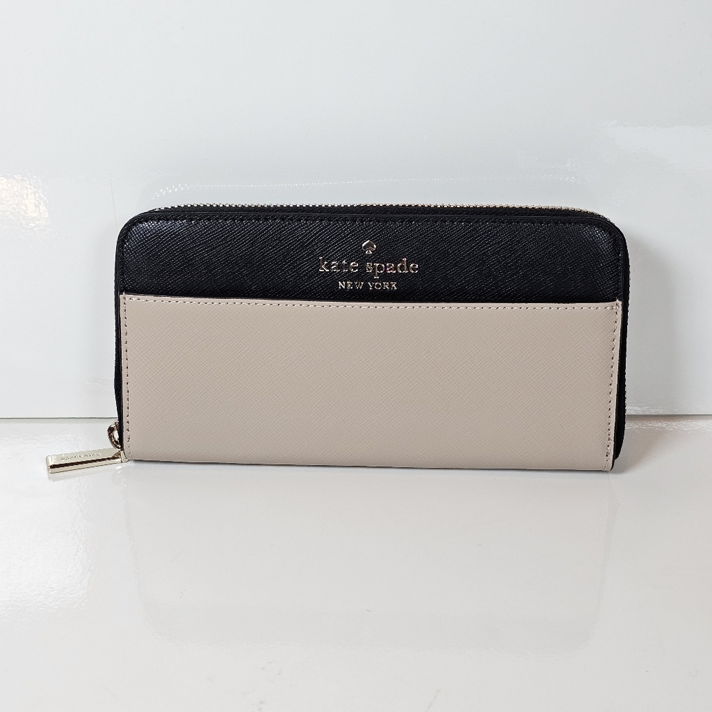 ✨ NWT Kate Spade Staci Colorblock Large Continental Wallet - Warm Beige/Black ✨ - Picture 5 of 13